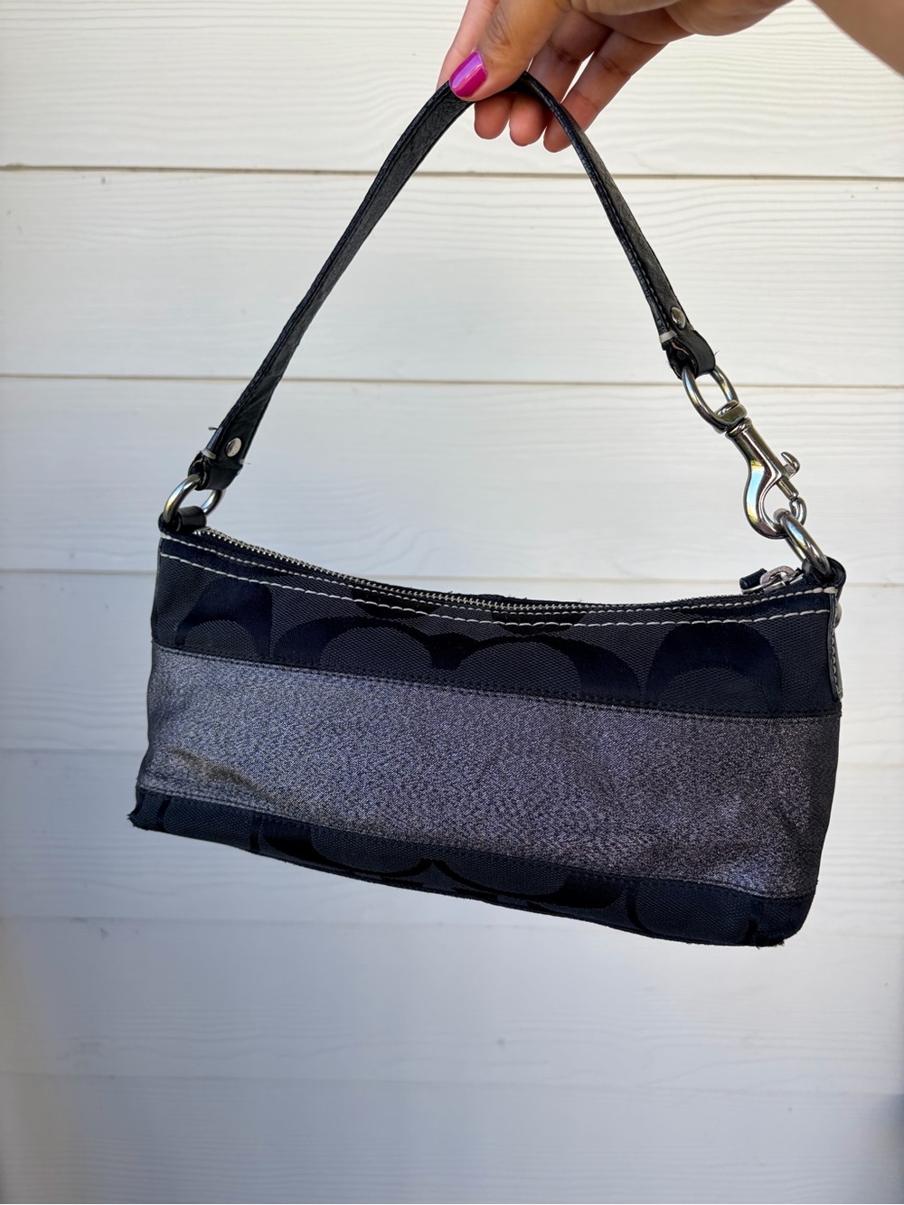 Coach Black and Silver Women's Shoulder Bag
